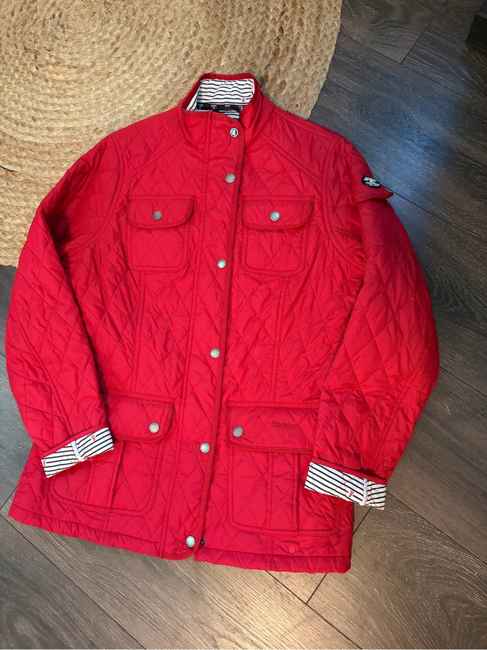 Barbour Bright Red Quilted Field Jacket